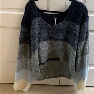 Free people ombré blue cropped front sweater